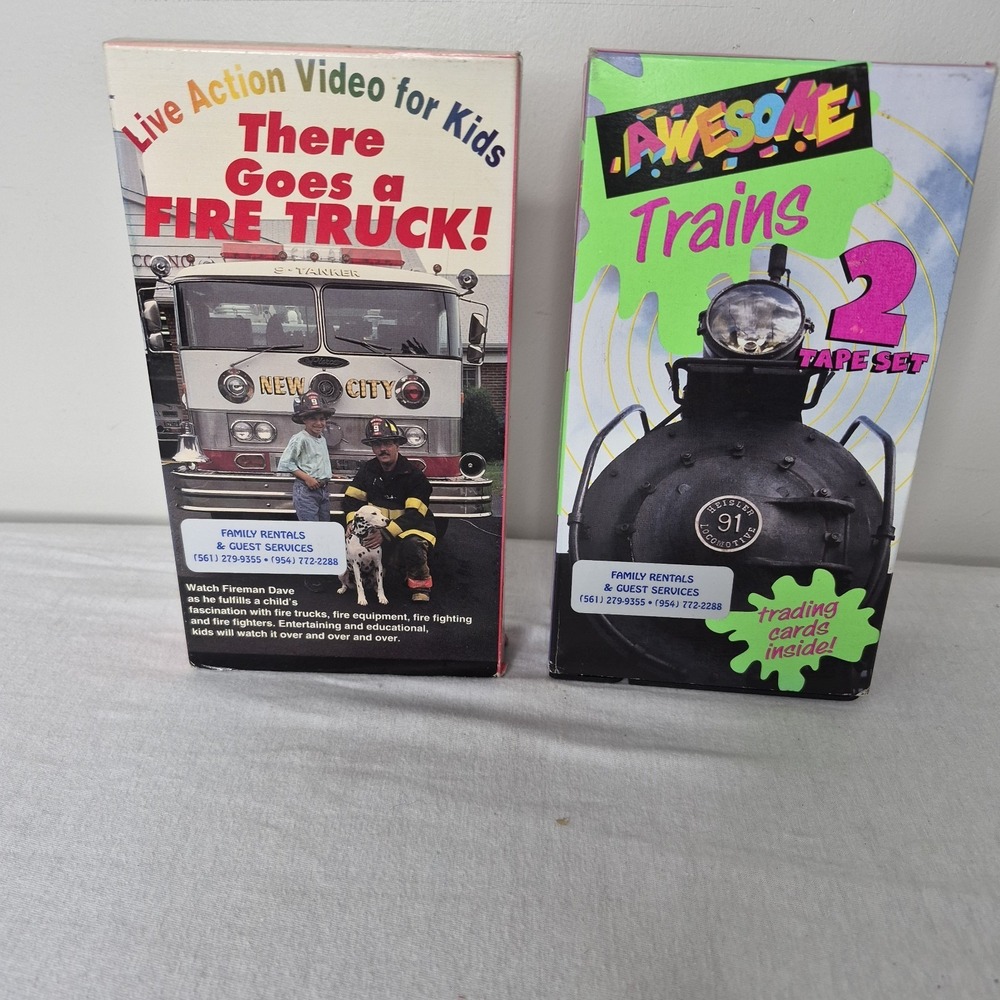 Awesome Trains 2 Tape Set & There Goes‎ A Fire Truck 90's VHS Bundle